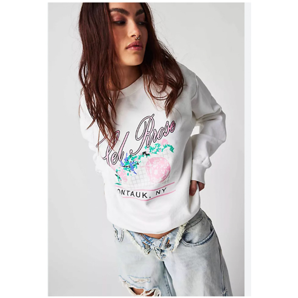 Free People Firstport Sel Rrose Montauk Crew Sweatshirt Medium NEW